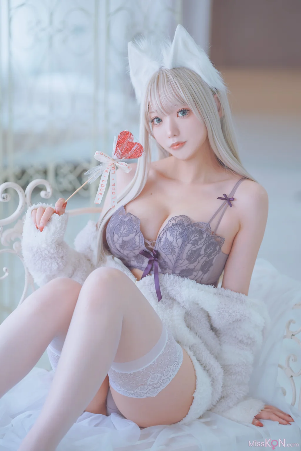 Coser@くろてぃあ (くろ):【KEMOMIMI WHITE】Lingerie (55 photos)