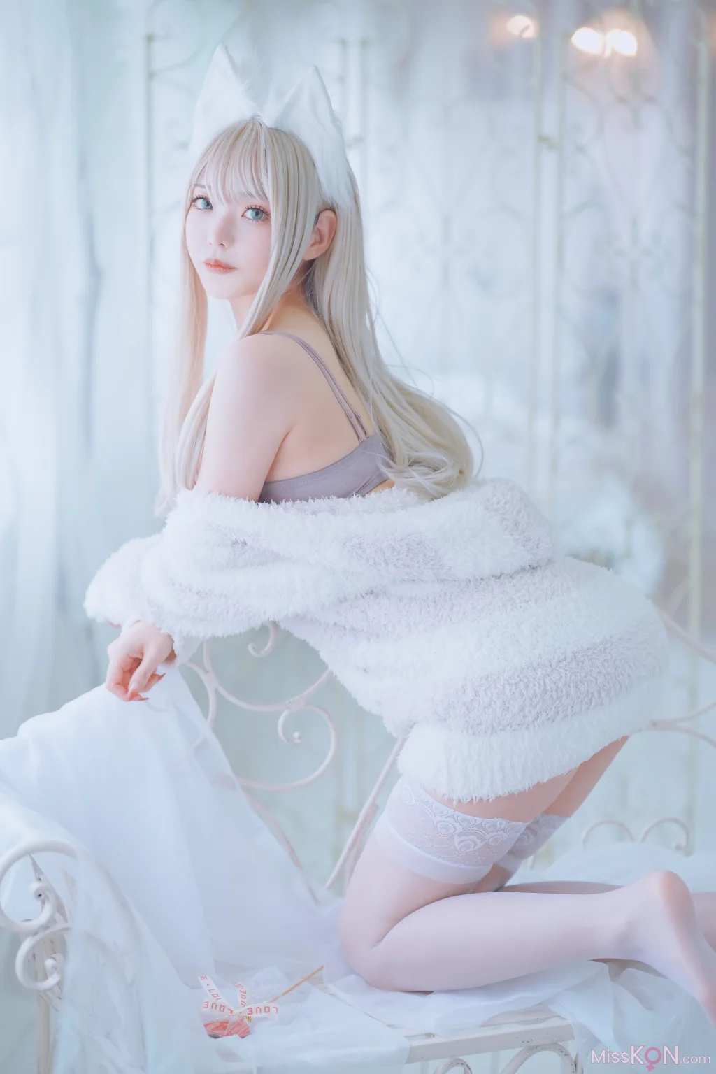 Coser@くろてぃあ (くろ):【KEMOMIMI WHITE】Lingerie (55 photos)