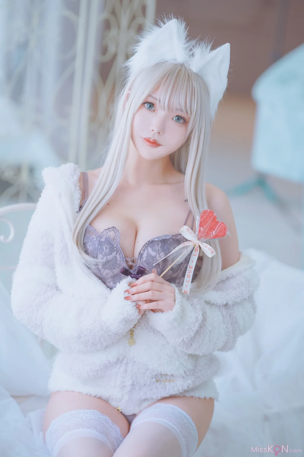 Coser@くろてぃあ (くろ):【KEMOMIMI WHITE】Lingerie (55 photos)