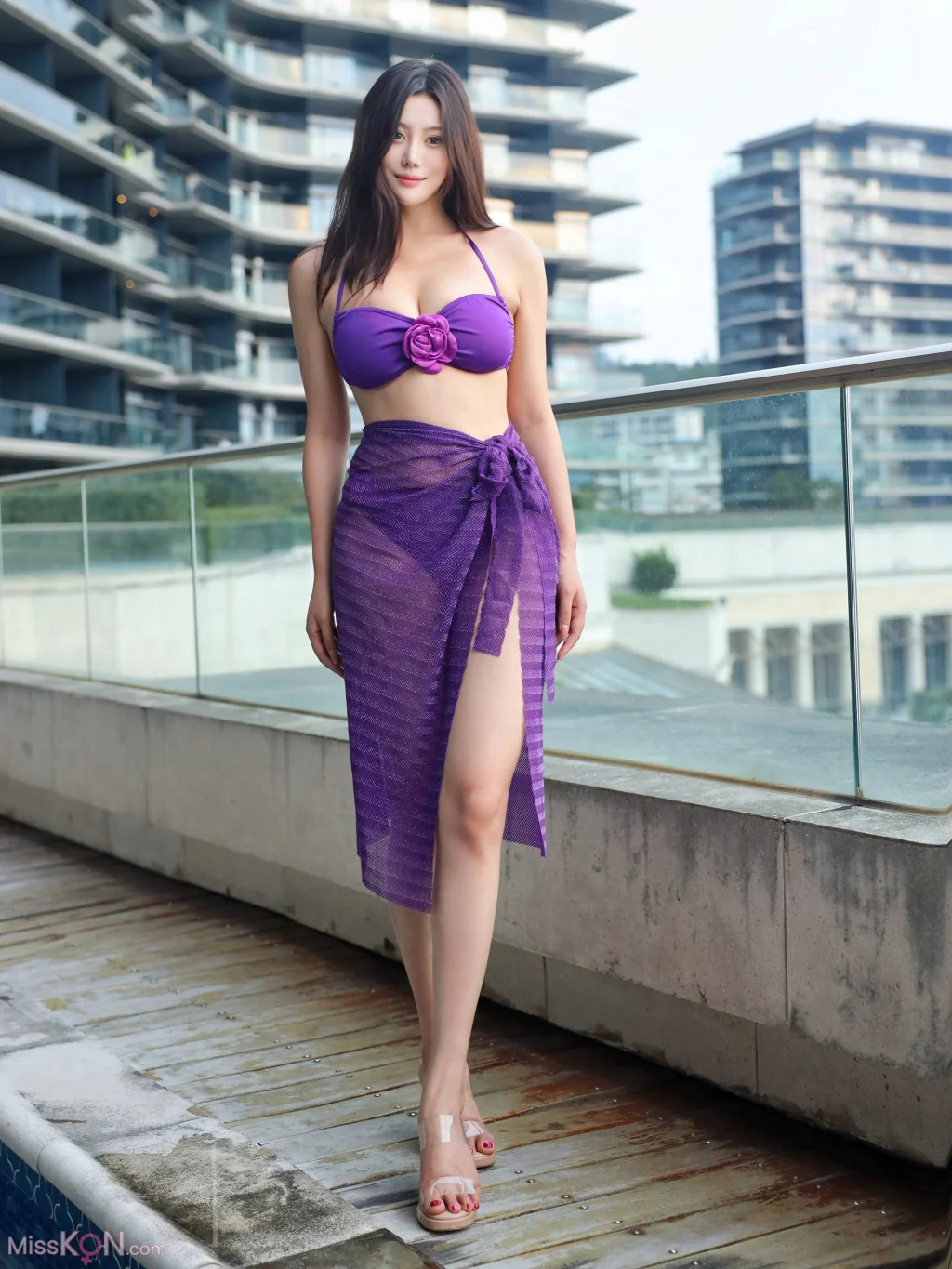 [内购无水印] 白薇薇: 秀人网模特 紫色比基尼 (100 photos)
