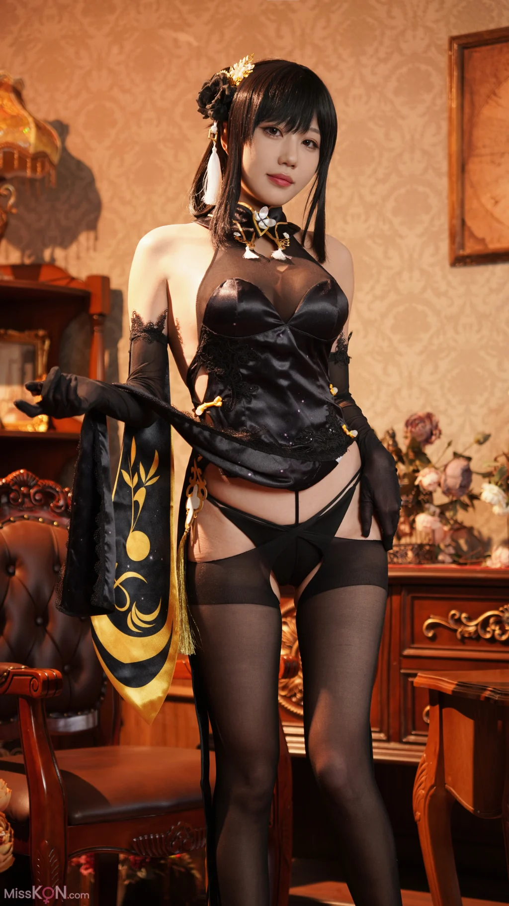 Coser@无影喵喵Ghost: 镇海黑旗袍 (131 photos + 4 videos) – Page 2