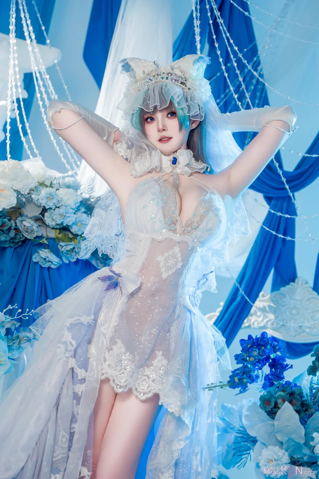 Coser@Natsuko夏夏子: 碧蓝航线 柴郡婚纱 (70 photos)