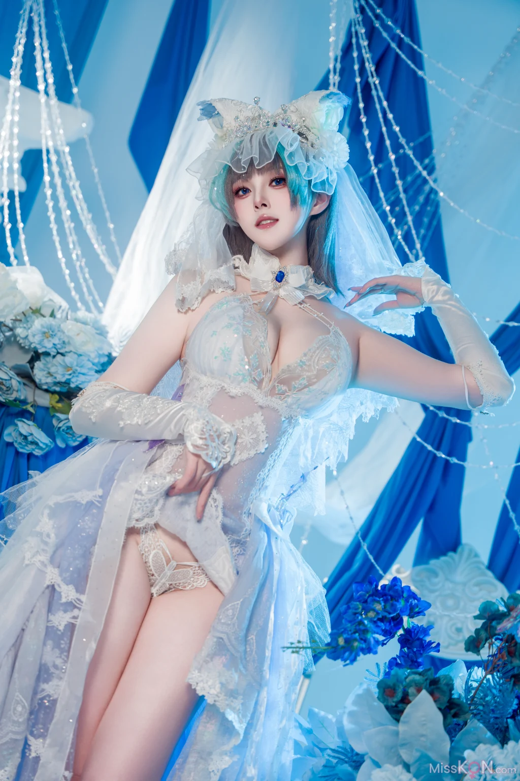 Coser@Natsuko夏夏子: 碧蓝航线 柴郡婚纱 (70 photos)